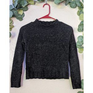 NWOT Harper Canyon Girls' Chenille Sparkle Knit Sweater in Black size S (7/8)